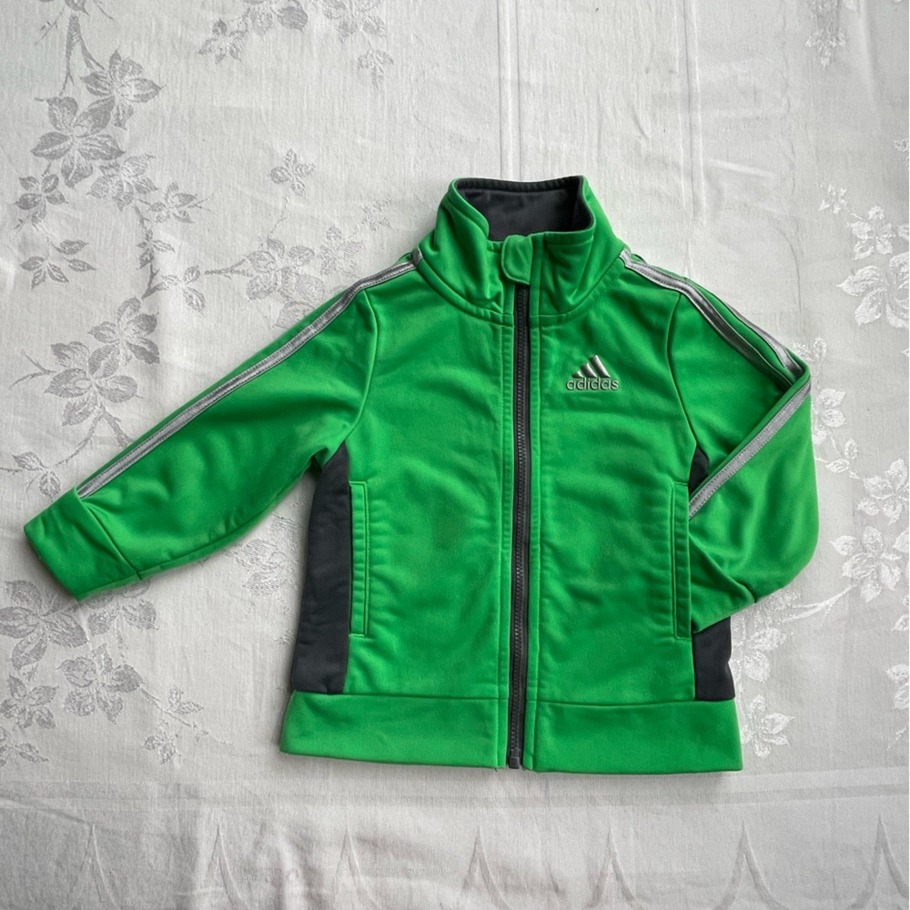 Adidas Baby Boy Track Jacket 12 Months 12M Green Full Zip Sporty Logo Retro